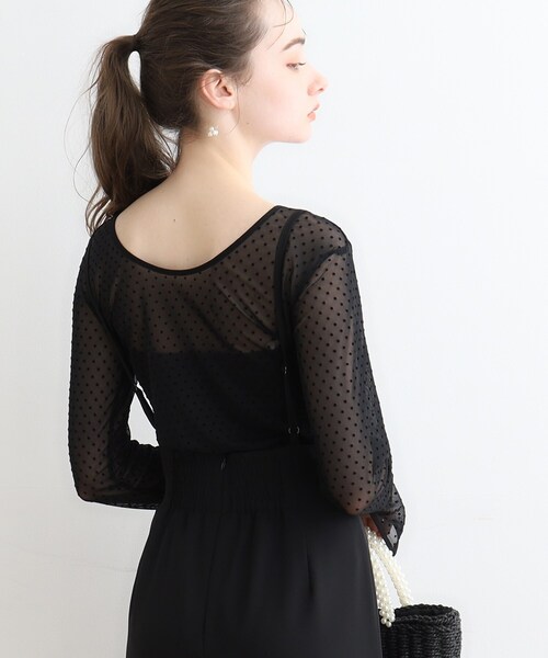 couture brooch(クチュールブローチ)の「◆ドットチュールパイピングプルオーバー(Tシャツ/カットソー・レディース・ブラック系/アイボリー系・38)」の15枚目の写真