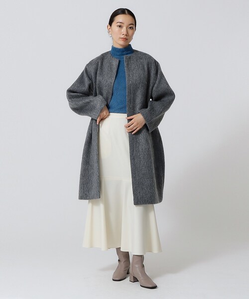 GALLEST（ギャレスト）の「◆ボックスシャギーコート（ノーカラーコート・レディース・ブラック/ダークグレー・38/34）」の4枚目の写真