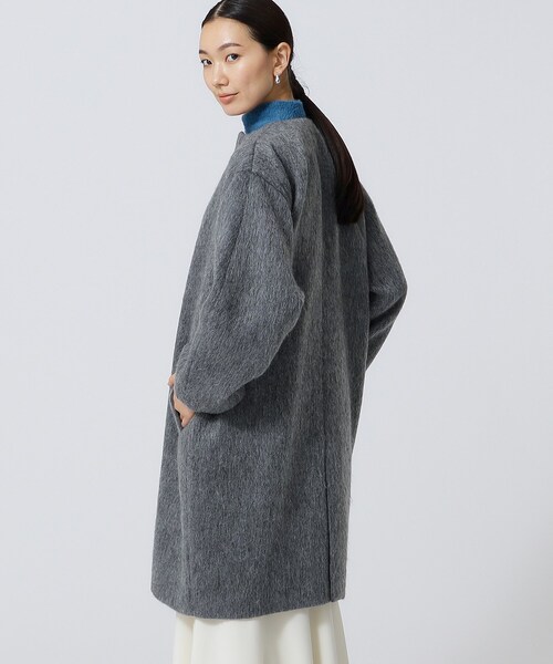 GALLEST（ギャレスト）の「◆ボックスシャギーコート（ノーカラーコート・レディース・ブラック/ダークグレー・38/34）」の6枚目の写真