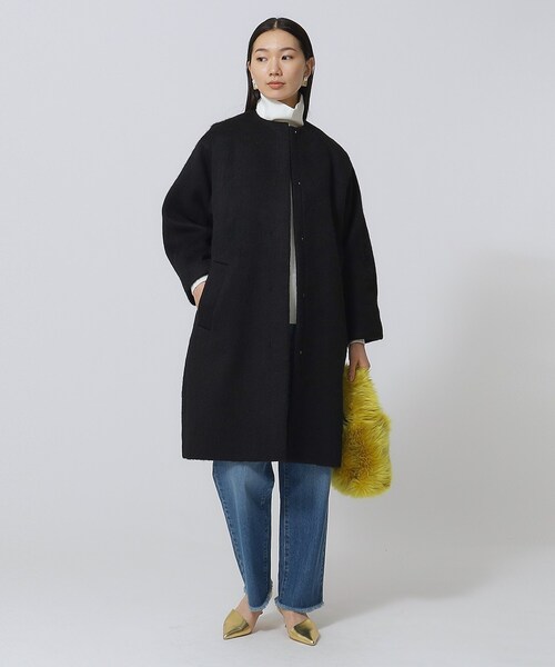 GALLEST（ギャレスト）の「◆ボックスシャギーコート（ノーカラーコート・レディース・ブラック/ダークグレー・38/34）」の7枚目の写真
