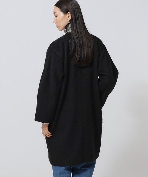GALLEST（ギャレスト）の「◆ボックスシャギーコート（ノーカラーコート・レディース・ブラック/ダークグレー・38/34）」の9枚目の写真