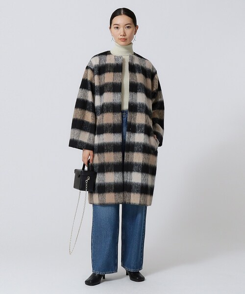 GALLEST（ギャレスト）の「◆ボックスシャギーコート（ノーカラーコート・レディース・ブラック/ダークグレー・38/34）」の10枚目の写真