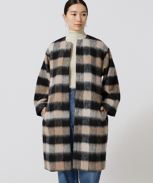 GALLEST（ギャレスト）の「◆ボックスシャギーコート（ノーカラーコート・レディース・ブラック/ダークグレー・38/34）」の11枚目の写真