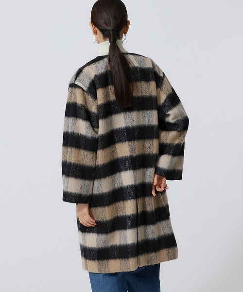 GALLEST（ギャレスト）の「◆ボックスシャギーコート（ノーカラーコート・レディース・ブラック/ダークグレー・38/34）」の13枚目の写真