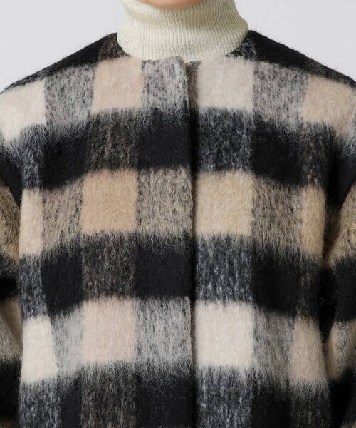 GALLEST（ギャレスト）の「◆ボックスシャギーコート（ノーカラーコート・レディース・ブラック/ダークグレー・38/34）」の17枚目の写真