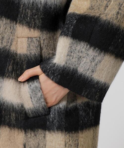 GALLEST（ギャレスト）の「◆ボックスシャギーコート（ノーカラーコート・レディース・ブラック/ダークグレー・38/34）」の18枚目の写真