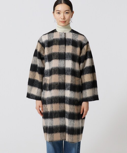 GALLEST（ギャレスト）の「◆ボックスシャギーコート（ノーカラーコート・レディース・ブラック/ダークグレー・38/34）」の21枚目の写真