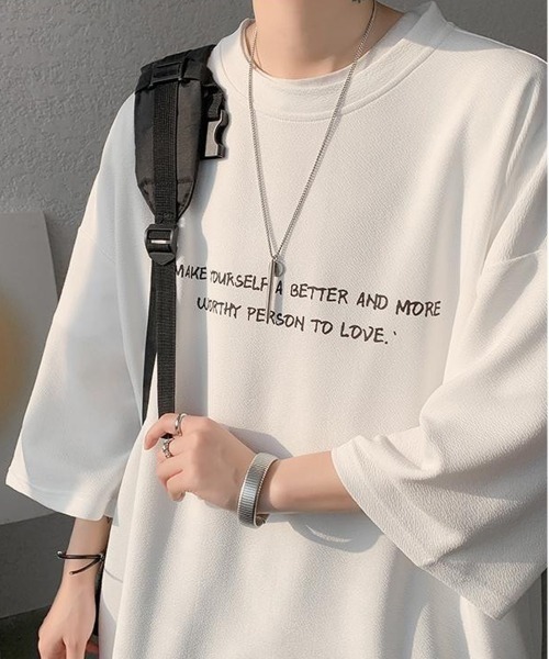 NEW GENTLEMAN(ニュージェントルマン)の「ブルージュメッセ オーバーサイズTシャツ(Tシャツ/カットソー・メンズ・グレイッシュベージュ/ホワイト/ブラック・M/L/XL)」の4枚目の写真