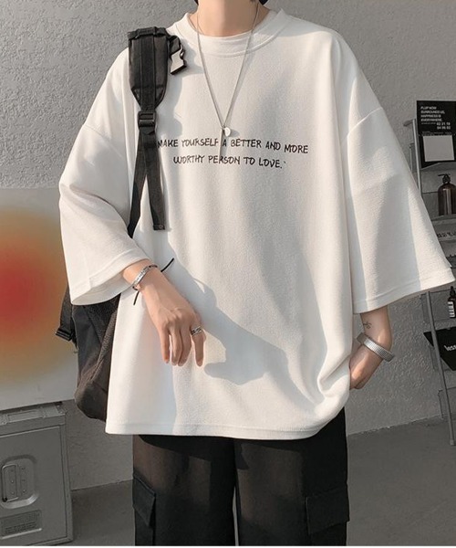 NEW GENTLEMAN(ニュージェントルマン)の「ブルージュメッセ オーバーサイズTシャツ(Tシャツ/カットソー・メンズ・グレイッシュベージュ/ホワイト/ブラック・M/L/XL)」の8枚目の写真