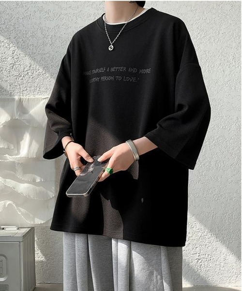 NEW GENTLEMAN(ニュージェントルマン)の「ブルージュメッセ オーバーサイズTシャツ(Tシャツ/カットソー・メンズ・グレイッシュベージュ/ホワイト/ブラック・M/L/XL)」の22枚目の写真