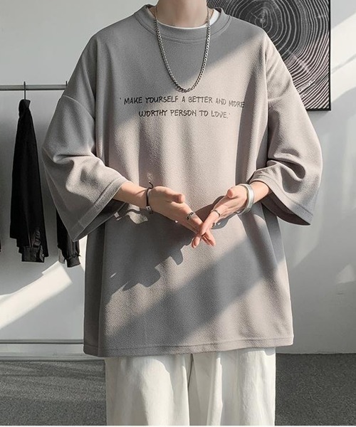 NEW GENTLEMAN(ニュージェントルマン)の「ブルージュメッセ オーバーサイズTシャツ(Tシャツ/カットソー・メンズ・グレイッシュベージュ/ホワイト/ブラック・M/L/XL)」の12枚目の写真