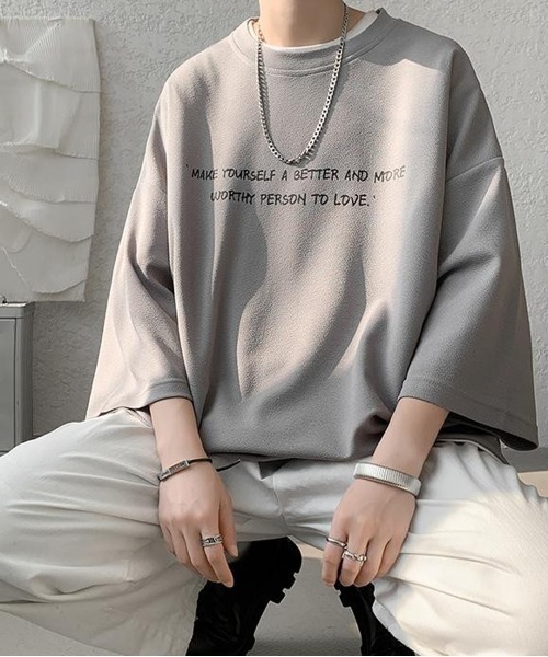 NEW GENTLEMAN(ニュージェントルマン)の「ブルージュメッセ オーバーサイズTシャツ(Tシャツ/カットソー・メンズ・グレイッシュベージュ/ホワイト/ブラック・M/L/XL)」の14枚目の写真