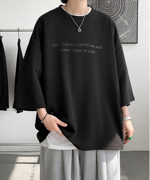 NEW GENTLEMAN(ニュージェントルマン)の「ブルージュメッセ オーバーサイズTシャツ(Tシャツ/カットソー・メンズ・グレイッシュベージュ/ホワイト/ブラック・M/L/XL)」の21枚目の写真