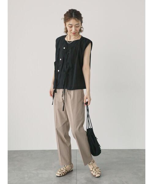 Lugnoncure（ルノンキュール）の「リボンショートベスト（ベスト・レディース・オフホワイト/カーキ/ブラック・F）」の6枚目の写真