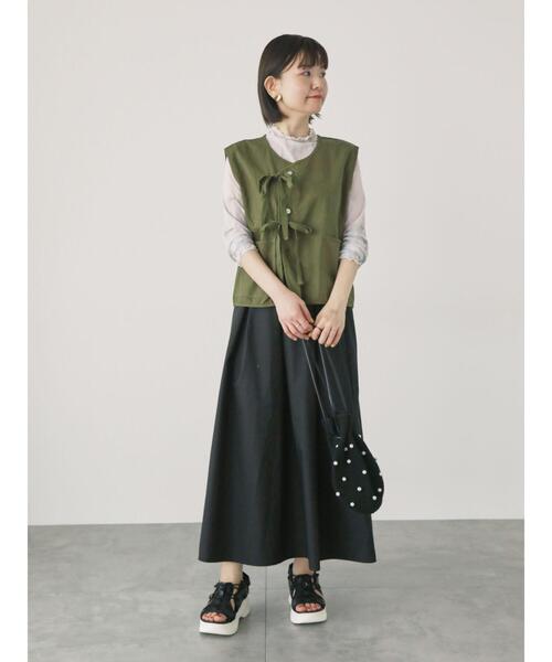 Lugnoncure（ルノンキュール）の「リボンショートベスト（ベスト・レディース・オフホワイト/カーキ/ブラック・F）」の8枚目の写真