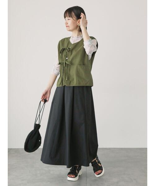 Lugnoncure（ルノンキュール）の「リボンショートベスト（ベスト・レディース・オフホワイト/カーキ/ブラック・F）」の9枚目の写真