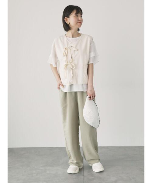 Lugnoncure（ルノンキュール）の「リボンショートベスト（ベスト・レディース・オフホワイト/カーキ/ブラック・F）」の12枚目の写真