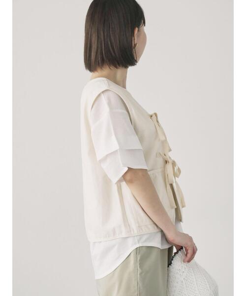 Lugnoncure（ルノンキュール）の「リボンショートベスト（ベスト・レディース・オフホワイト/カーキ/ブラック・F）」の17枚目の写真