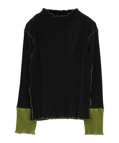 and it_（アンドイット）の「袖配色プリーツトップス（Tシャツ/カットソー・レディース・ライトグリーン/グレー/ブラウン/ブラック系1/ブラック系2/ライトブルー/ベージュ/キナリ・S-M/M-L）」の18枚目の写真