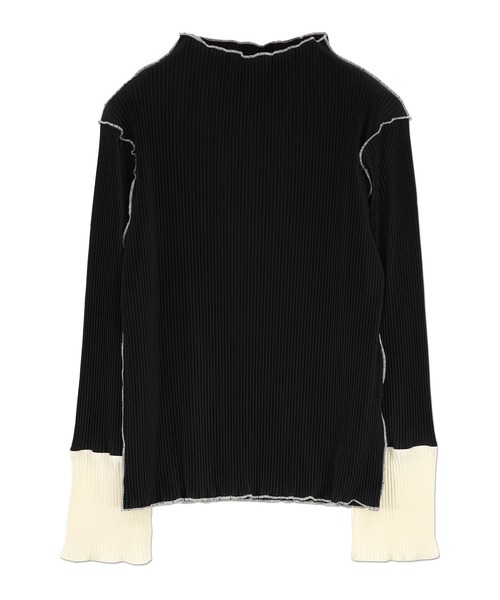 and it_（アンドイット）の「袖配色プリーツトップス（Tシャツ/カットソー・レディース・ライトグリーン/グレー/ブラウン/ブラック系1/ブラック系2/ライトブルー/ベージュ/キナリ・S-M/M-L）」の20枚目の写真