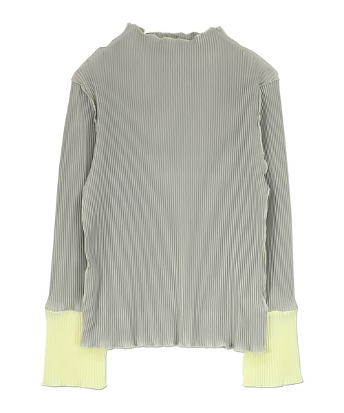 and it_（アンドイット）の「袖配色プリーツトップス（Tシャツ/カットソー・レディース・ライトグリーン/グレー/ブラウン/ブラック系1/ブラック系2/ライトブルー/ベージュ/キナリ・S-M/M-L）」の21枚目の写真