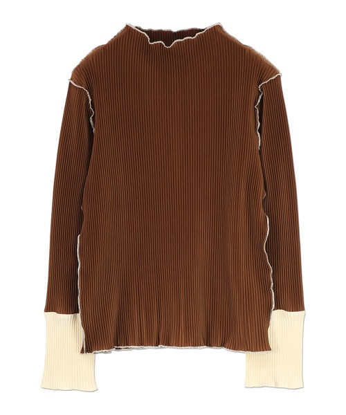 and it_（アンドイット）の「袖配色プリーツトップス（Tシャツ/カットソー・レディース・ライトグリーン/グレー/ブラウン/ブラック系1/ブラック系2/ライトブルー/ベージュ/キナリ・S-M/M-L）」の22枚目の写真