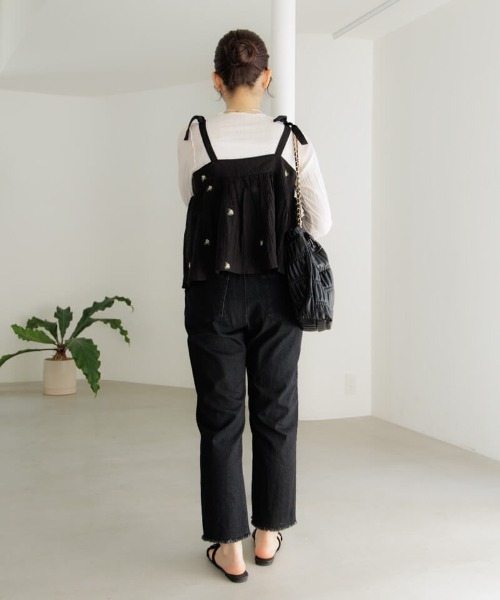 flower（フラワー）の「タイニーブーケビスチェ（キャミソール・レディース・ブラック/アイボリー・FREE）」の7枚目の写真