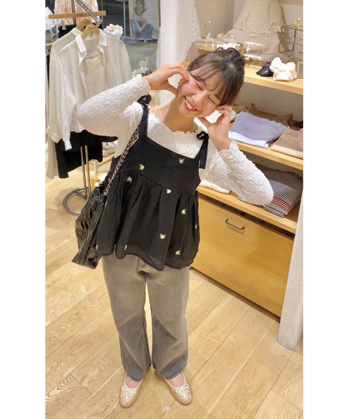 flower（フラワー）の「タイニーブーケビスチェ（キャミソール・レディース・ブラック/アイボリー・FREE）」の22枚目の写真