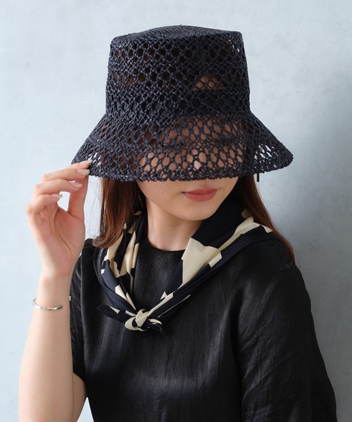 BASECONTROL（ベースコントロール）の「透かし編みバケットハット（ハット・レディース・ブラック/ブラウン・フリー）」の2枚目の写真