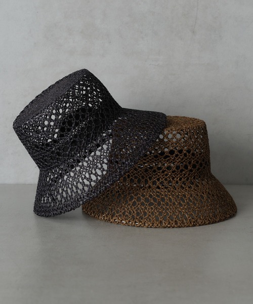 BASECONTROL（ベースコントロール）の「透かし編みバケットハット（ハット・レディース・ブラック/ブラウン・フリー）」の3枚目の写真