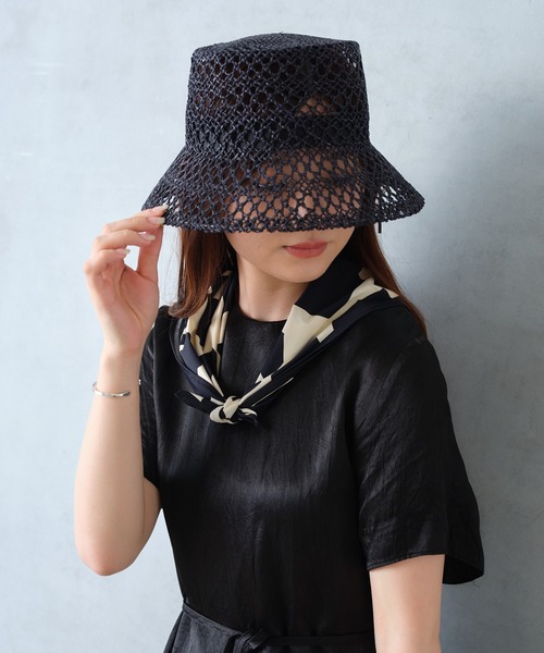 BASECONTROL（ベースコントロール）の「透かし編みバケットハット（ハット・レディース・ブラック/ブラウン・フリー）」の5枚目の写真