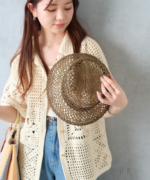 BASECONTROL（ベースコントロール）の「透かし編みバケットハット（ハット・レディース・ブラック/ブラウン・フリー）」の10枚目の写真