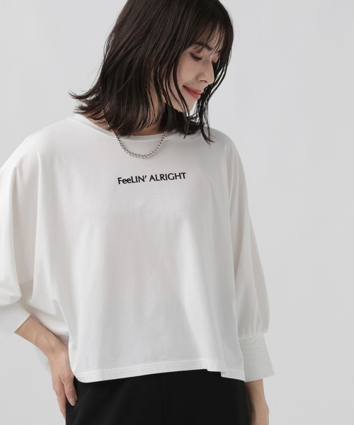 Elura（エルーラ）の「ロゴドルマンTシャツ/117142（Tシャツ/カットソー・レディース・オフホワイト/ブラック・FREE）」の2枚目の写真