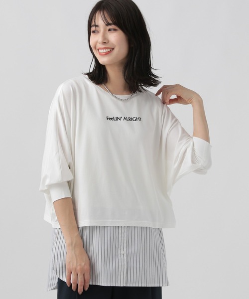 Elura（エルーラ）の「ロゴドルマンTシャツ/117142（Tシャツ/カットソー・レディース・オフホワイト/ブラック・FREE）」の7枚目の写真