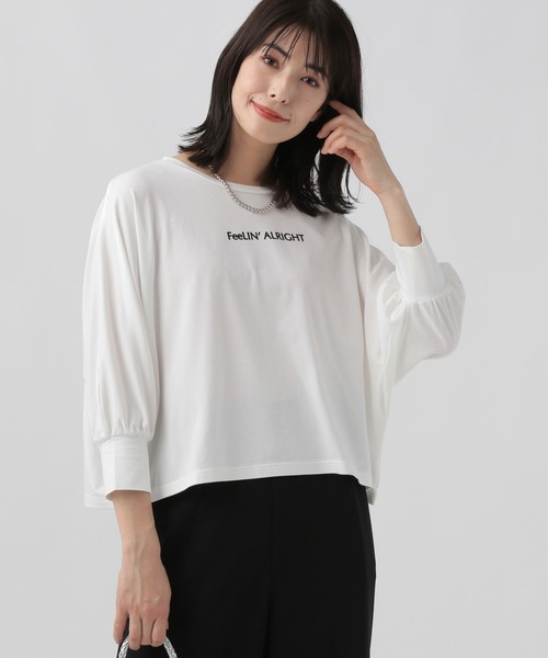 Elura（エルーラ）の「ロゴドルマンTシャツ/117142（Tシャツ/カットソー・レディース・オフホワイト/ブラック・FREE）」の11枚目の写真