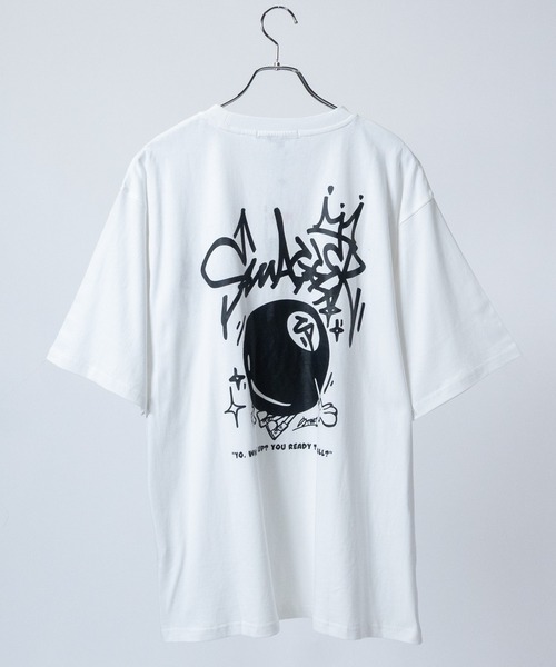 JOHN'S CLOSET（ジョンズクローゼット）の「【13】ビリヤードボール プリント ビッグTシャツ（Tシャツ/カットソー・メンズ・ブルー/ラベンダー/ホワイト系1/ホワイト系2/ホワイト系3/ブラック系1/ブラック系2/ブラック系3/スモークピンク・MEDIUM/LARGE）」の2枚目の写真