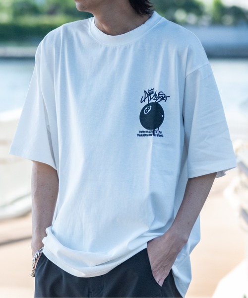 JOHN'S CLOSET（ジョンズクローゼット）の「【13】ビリヤードボール プリント ビッグTシャツ（Tシャツ/カットソー・メンズ・ブルー/ラベンダー/ホワイト系1/ホワイト系2/ホワイト系3/ブラック系1/ブラック系2/ブラック系3/スモークピンク・MEDIUM/LARGE）」の20枚目の写真