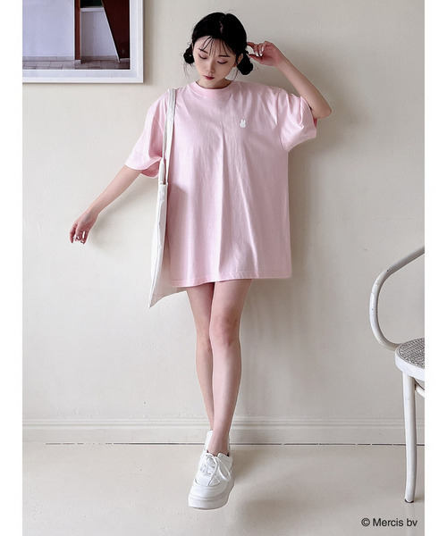 MIIA(ミーア)の「miffy バイカラーロゴプリントTシャツ(Tシャツ/カットソー・レディース・ピンク・FREE/SHORT)」の4枚目の写真