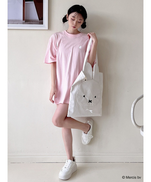 MIIA(ミーア)の「miffy バイカラーロゴプリントTシャツ(Tシャツ/カットソー・レディース・ピンク・FREE/SHORT)」の5枚目の写真