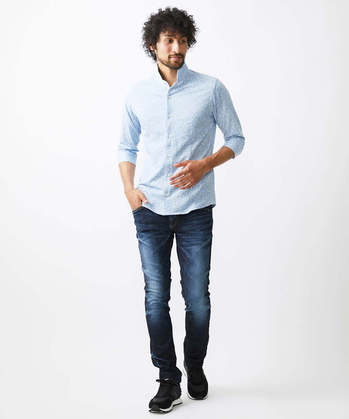 MICHEL KLEIN HOMME (ミッシェルクランオム)の「ボタニカル柄七分袖ジャージシャツ(シャツ/ブラウス・メンズ・ライトブルー/ネイビー・MEDIUM/LARGE/X-LARGE)」の6枚目の写真