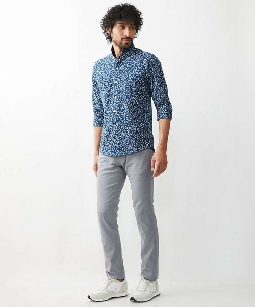 MICHEL KLEIN HOMME (ミッシェルクランオム)の「ボタニカル柄七分袖ジャージシャツ(シャツ/ブラウス・メンズ・ライトブルー/ネイビー・MEDIUM/LARGE/X-LARGE)」の9枚目の写真