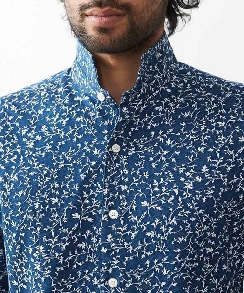 MICHEL KLEIN HOMME (ミッシェルクランオム)の「ボタニカル柄七分袖ジャージシャツ(シャツ/ブラウス・メンズ・ライトブルー/ネイビー・MEDIUM/LARGE/X-LARGE)」の13枚目の写真
