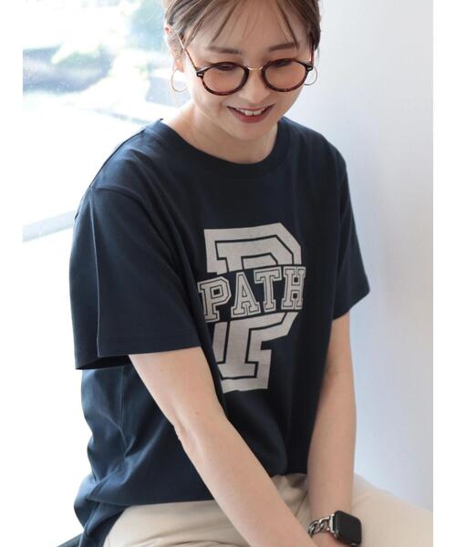 AMERICAN HOLIC(アメリカンホリック)の「アルファベット TEE①(Tシャツ/カットソー・レディース・オフホワイト/ネイビー・M/L)」の4枚目の写真