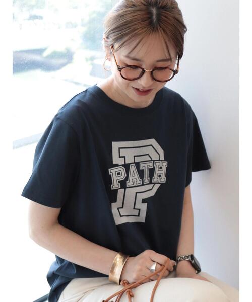 AMERICAN HOLIC(アメリカンホリック)の「アルファベット TEE①(Tシャツ/カットソー・レディース・オフホワイト/ネイビー・M/L)」の5枚目の写真