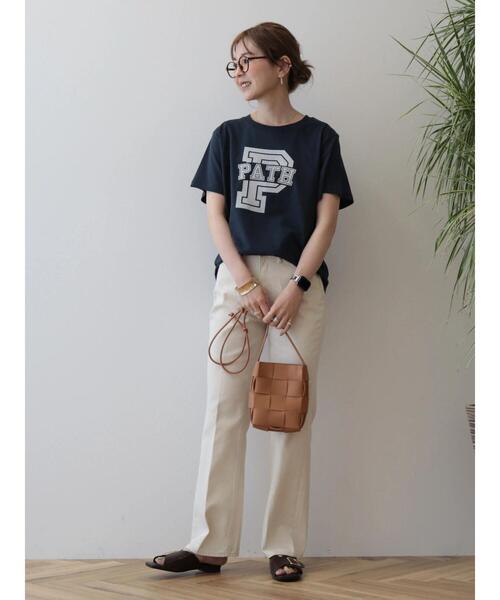 AMERICAN HOLIC(アメリカンホリック)の「アルファベット TEE①(Tシャツ/カットソー・レディース・オフホワイト/ネイビー・M/L)」の7枚目の写真