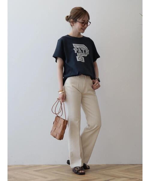 AMERICAN HOLIC(アメリカンホリック)の「アルファベット TEE①(Tシャツ/カットソー・レディース・オフホワイト/ネイビー・M/L)」の8枚目の写真