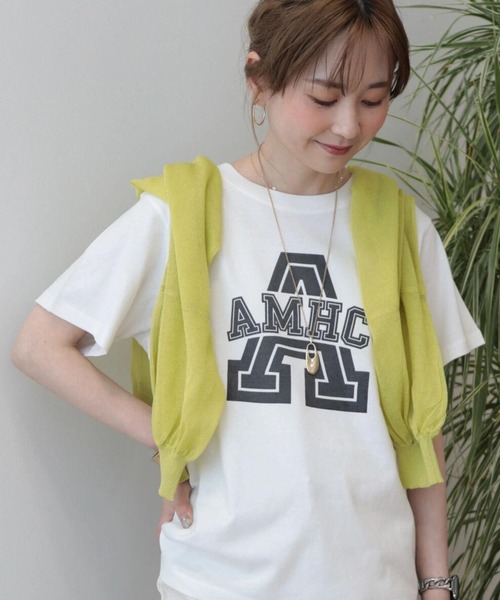 AMERICAN HOLIC(アメリカンホリック)の「アルファベット TEE①(Tシャツ/カットソー・レディース・オフホワイト/ネイビー・M/L)」の3枚目の写真