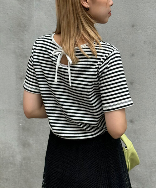 CIAOPANIC(チャオパニック)の「マルチWAYボーダーリンガーTee(Tシャツ/カットソー・レディース・オレンジ/ブラック/パープル/レッド・ONE SIZE)」の18枚目の写真