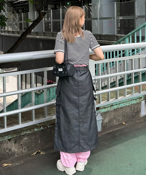 CIAOPANIC(チャオパニック)の「マルチWAYボーダーリンガーTee(Tシャツ/カットソー・レディース・オレンジ/ブラック/パープル/レッド・ONE SIZE)」の17枚目の写真