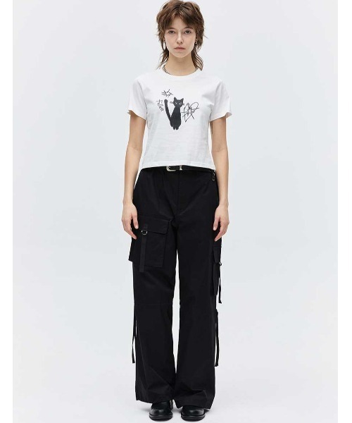 .KOM(ドットコム)の「A'GEM/9 × .kom 『FALLETT/ファレット』 NIGHT NERO CROP SHORT SLEEVE/ネロクロップショートスリーブ(Tシャツ/カットソー・レディース・チャコールグレー/ホワイト/ピンク・M)」の8枚目の写真